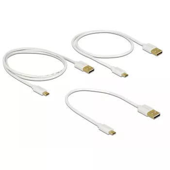Delock USB 2.0 Typ-A auf Micro-B Daten- und Ladekabel, 3-teiliges Set, Weiß