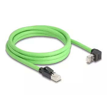 Netzwerkkabel DeLOCK RJ45 Cat.6A Stecker zu Stecker nach oben abgewinkelt 2m Grün