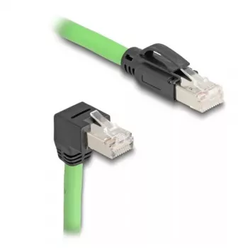 Netzwerkkabel DeLOCK RJ45 Cat.6A Stecker zu Stecker nach oben abgewinkelt 2m Grün