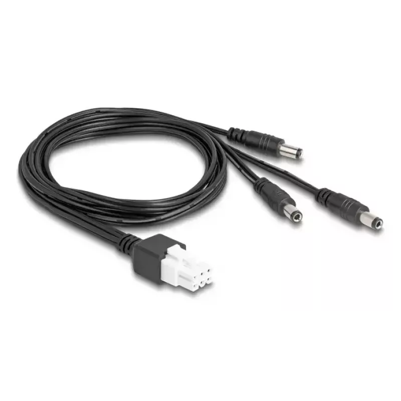 DeLOCK 90168 Kabel Mini-Fit 6 Pin auf 3x DC 5,5x2,5 mm Stecker, 1 m, schwarz