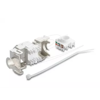 Delock 90938 Keystone-Modul RJ45 auf LSA Cat.6A, 45 Grad abgewinkelt, geschirmt, 180 Grad Kabelführung, werkzeugfrei