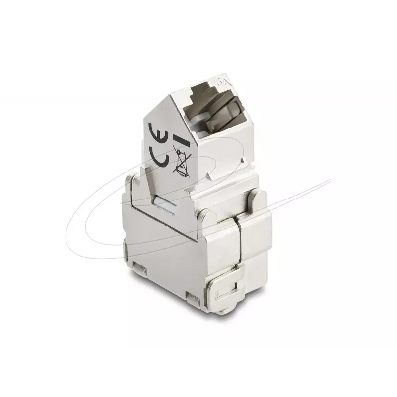 Delock 90938 Keystone-Modul RJ45 auf LSA Cat.6A, 45 Grad abgewinkelt, geschirmt, 180 Grad Kabelführung, werkzeugfrei