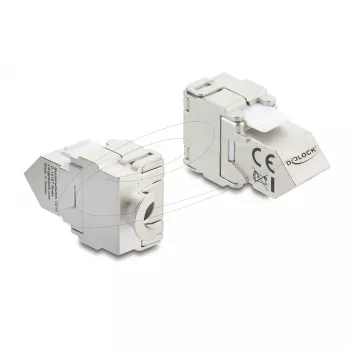 Delock 90938 Keystone-Modul RJ45 auf LSA Cat.6A, 45 Grad abgewinkelt, geschirmt, 180 Grad Kabelführung, werkzeugfrei