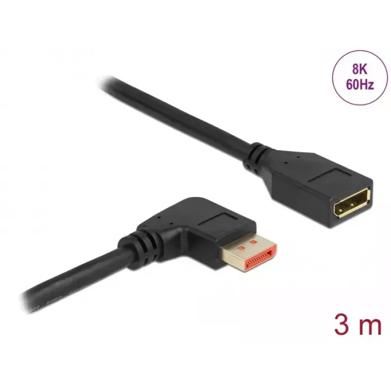 DisplayPort-Verlängerungskabel DeLOCK 87079 3 m 8K 60 Hz abgewinkelt