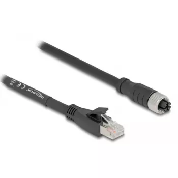 Netzwerkkabel DeLOCK 80594 M12 auf RJ-45 Cat5e 5m Schwarz