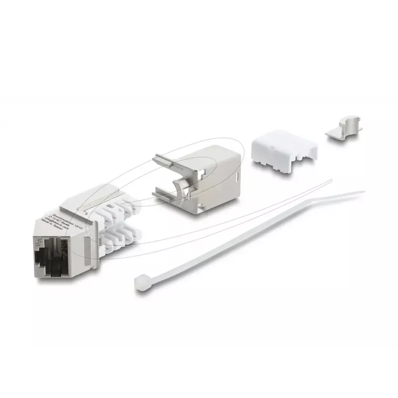 Delock 90937 Keystone-Modul RJ45 auf LSA Cat.6A, 45 Grad gewinkelt, geschirmt, 90 Grad Kabelführung, werkzeugfrei