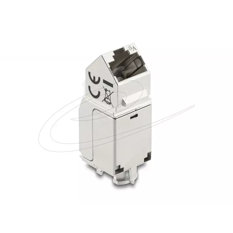 Delock 90937 Keystone-Modul RJ45 auf LSA Cat.6A, 45 Grad gewinkelt, geschirmt, 90 Grad Kabelführung, werkzeugfrei