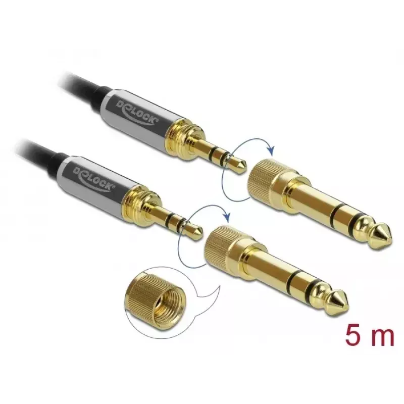 Audiokabel DeLOCK 85788 5m 3,5mm Schwarz Grau