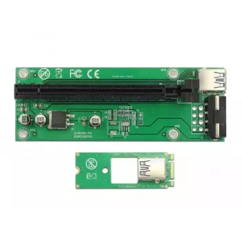 DeLOCK 41428 M.2 Key B+M zu PCIe x16 Riser Card mit 30 cm USB-Kabel