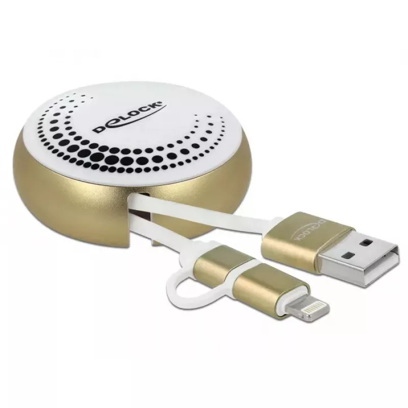 Einziehbares Kabel DeLOCK 85820 USB 2.0 Typ-A auf Micro-B Lightning