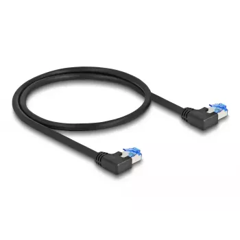 Netzwerkkabel DeLOCK RJ45 Cat.6A S/FTP linksgewinkelt 0,5 m Schwarz