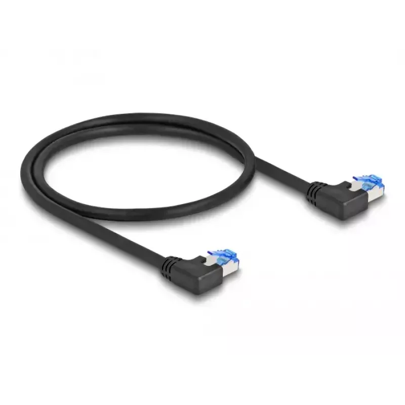 Netzwerkkabel DeLOCK RJ45 Cat.6A S/FTP linksgewinkelt 0,5 m Schwarz