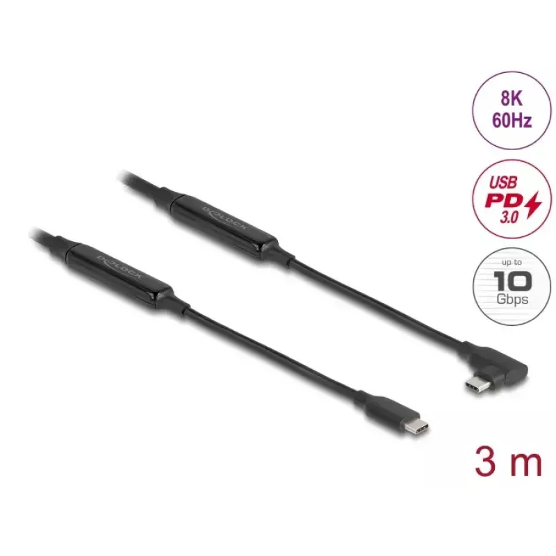 USB-Kabel DeLOCK 81195 3m USB C Schwarz 10 Gbit/s