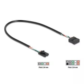 Internes USB-Kabel DELOCK 83025 — USB 2.0 4-Pin auf 10-Pin, 0,03 m, schwarz