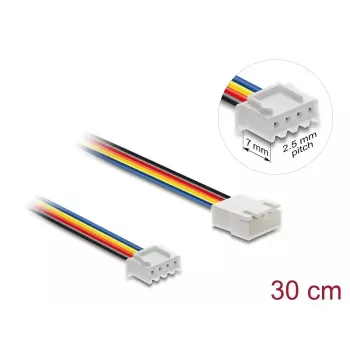DeLOCK 90868 Lüfterverlängerungskabel PWM 4 Pin JST, Stecker auf Buchse, Steckerlänge 7 mm, 30 cm