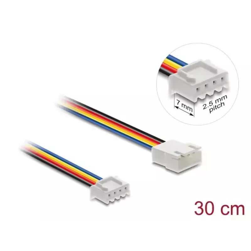 DeLOCK 90868 Lüfterverlängerungskabel PWM 4 Pin JST, Stecker auf Buchse, Steckerlänge 7 mm, 30 cm