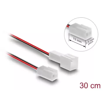 DeLOCK 90869 Lüfterverlängerungskabel 2-polig, Stecker auf Buchse, Steckerlänge 13 mm, 30 cm