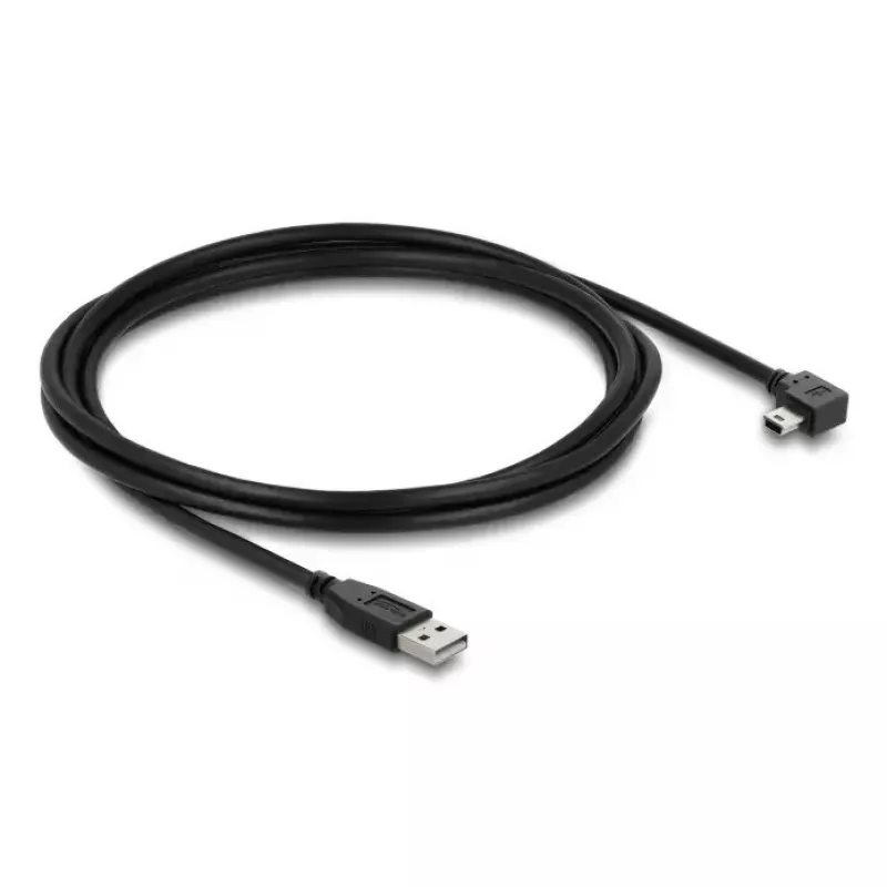 USB 2.0-Kabel DELOCK Typ-A-Stecker auf Mini-USB-B-Stecker abgewinkelt, 2 m, schwarz