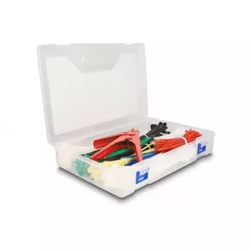 DeLOCK Kabelbinder-Sortimentsbox mit Kabelbinderzange, 600 Stück, Mehrfarbig