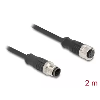 Netzwerkkabel DeLOCK M12-Kabel D-kodiert 4-polig Stecker auf Buchse Cat5e 2 m Schwarz
