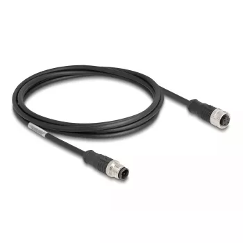Netzwerkkabel DeLOCK M12-Kabel D-kodiert 4-polig Stecker auf Buchse Cat5e 2 m Schwarz