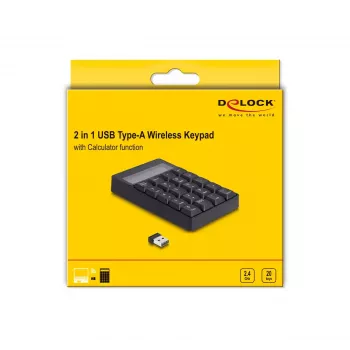 Numerische Tastatur DeLOCK 12113 USB Schwarz 20 Tasten Universal