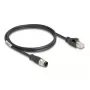 Netzwerkkabel DeLOCK M12 Kabel D-kodiert 4-polig Stecker auf RJ45 Stecker Cat5e 1 m Schwarz