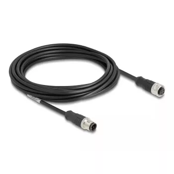 Netzwerkkabel DeLOCK M12 Kabel D-kodiert 4-polig Stecker auf Buchse Cat5e 5 m Schwarz