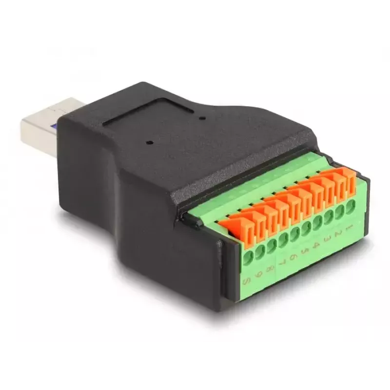 DeLOCK USB 3.2 Gen 1 Typ-A Stecker auf Reihenklemmen-Adapter mit Druckknopf
