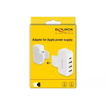 DeLOCK 64079 Adapter für Apple Netzteil mit PD und QC 3.0, 4 USB-Anschlüsse, Weiß