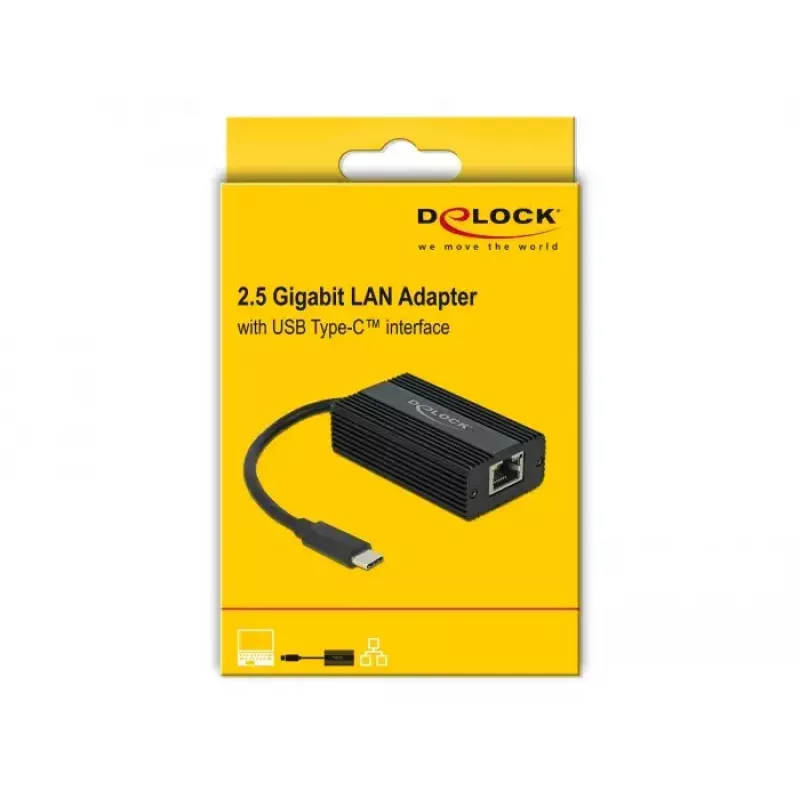 DeLOCK 65990 USB Type-C auf 2.5 Gigabit LAN Adapter, Schwarz