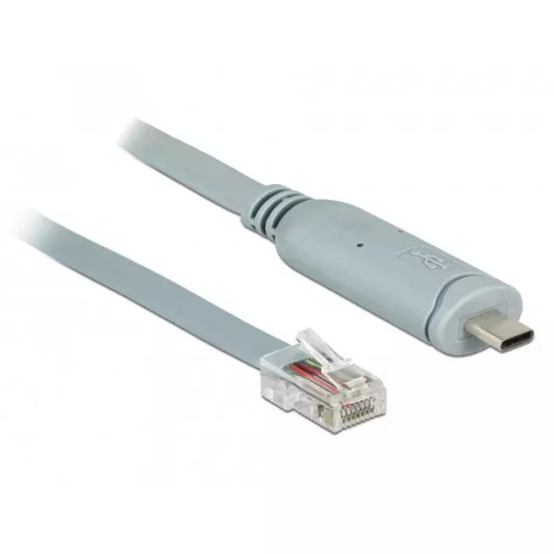 DeLOCK 89892 USB 2.0 Typ-C auf Seriell RS-232 RJ45 Kabel, 5 m, Grau