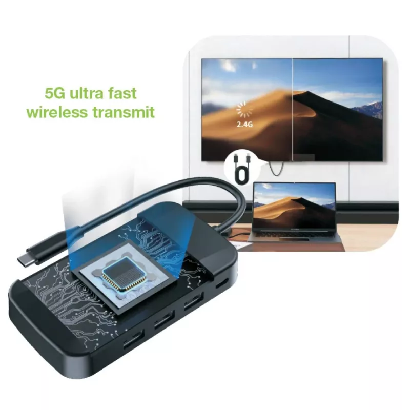 Techly IDATA USBC-HUB5WL AV-Extender AV-Sender & -Empfänger Schwarz