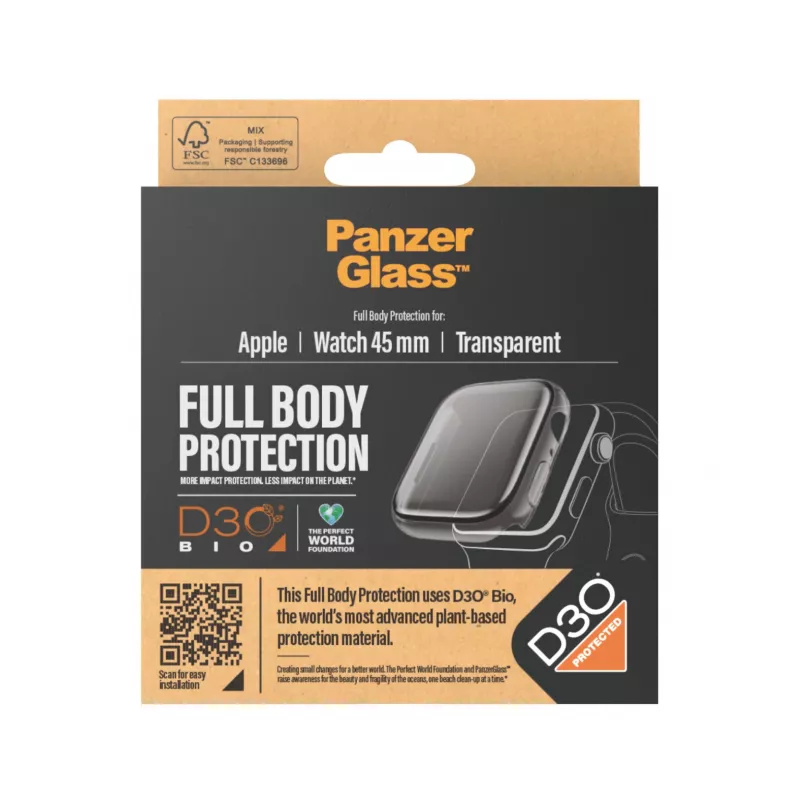 PanzerGlass ® Full Body Transparent w. D3O® Apple Watch Series 9 | 45mm