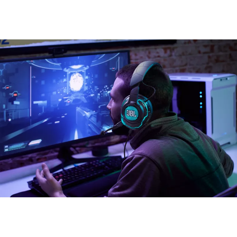 JBL Quantum One kabelgebundenes Over-Ear-Gaming-Headset, aktive Geräuschunterdrückung, USB-C, 3,5 mm, 20 - 20000 Hz, schwarz