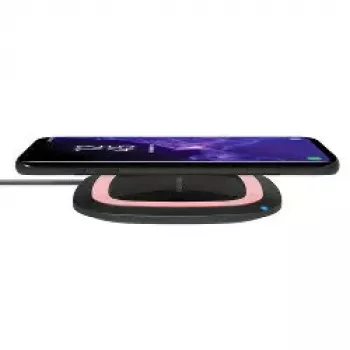 RealPower FreeCharge-10 Wireless Ladestation mit Adapter, Schwarz/Pink (266105)