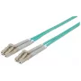 Intellinet Glasfaser-Patchkabel, OM3, LC/LC, 1 m, Aqua, Duplex, Multimode, 50/125 µm, LSZH, Faser, lebenslange Garantie