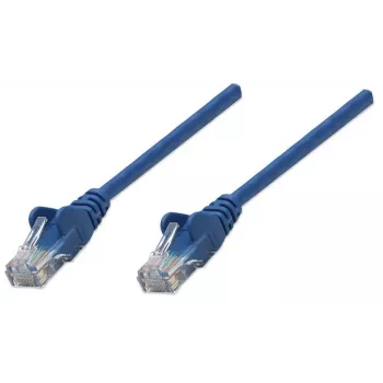 Intellinet Netzwerk-Patchkabel, Cat6, 0,5 m, Blau, CCA, U/UTP, PVC, RJ45, vergoldete Kontakte, Snagless, Schutzlasche, Lebenslange Garantie