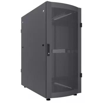 Intellinet 19 Zoll Serverschrank – freistehend, 36HE, 600x1200 mm (Breite x Tiefe), Schwarz, Flatpack, max. 1500 kg, Mehrpunkt-Türverriegelung, eine Verriegelung pro Seitenwand, nutzbare Tiefe 123 bis 973 mm, IP20, Rack, Stahl