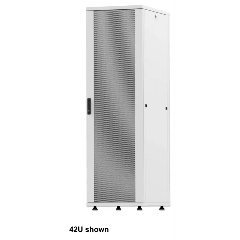 Intellinet 715454 Basic 19-Zoll-Netzwerkschrank, freistehend, 36U, 600x1000 mm (B x T), Höhe 1766 mm, bis 600 kg, abschließbar, verstellbare Füße, Flatpack, Grau RAL 7035