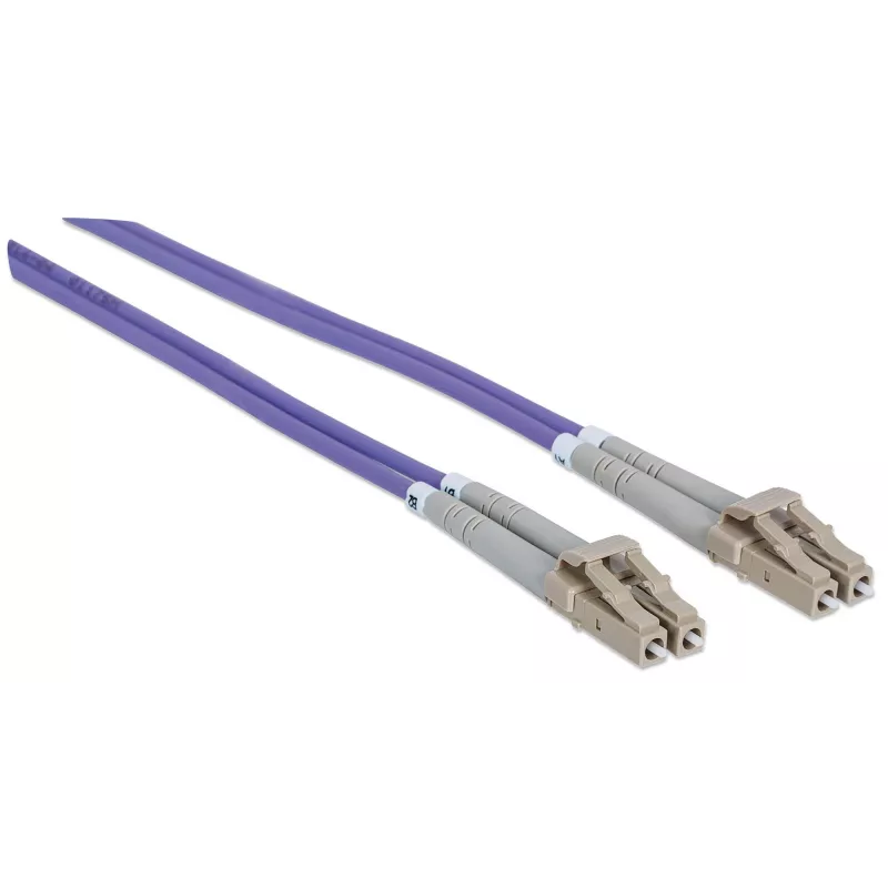 Intellinet Glasfaser-Patchkabel, OM4, LC/LC, 2m, Violett, Duplex, Multimode, 50/125 µm, LSZH, Glasfaser, Lebenslange Garantie