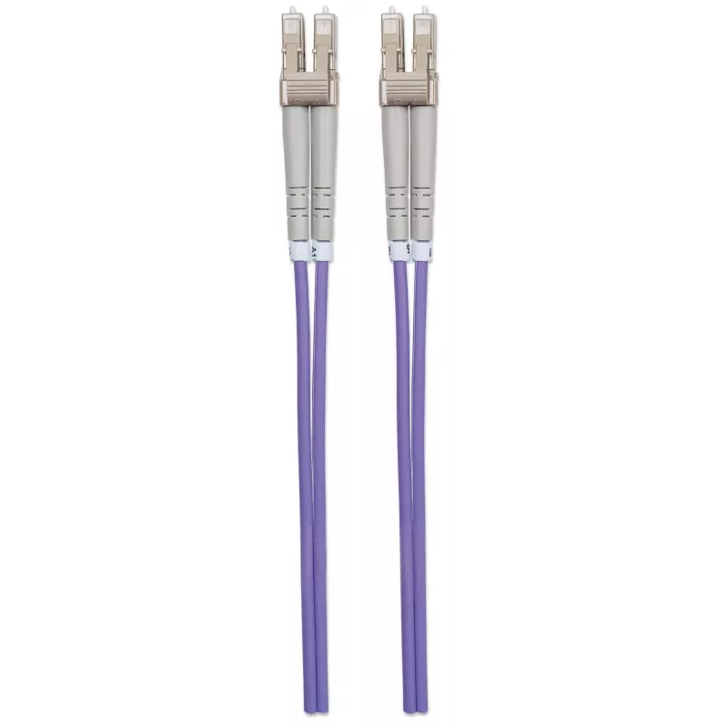 Intellinet Glasfaser-Patchkabel, OM4, LC/LC, 2m, Violett, Duplex, Multimode, 50/125 µm, LSZH, Glasfaser, Lebenslange Garantie