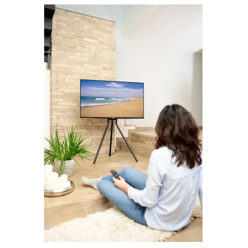 Hama 00220870 Staffelei-TV-Ständer, freistehend, höhenverstellbar, bis 75 Zoll (190,5 cm), VESA 600x400, bis 40 kg, Schwarz