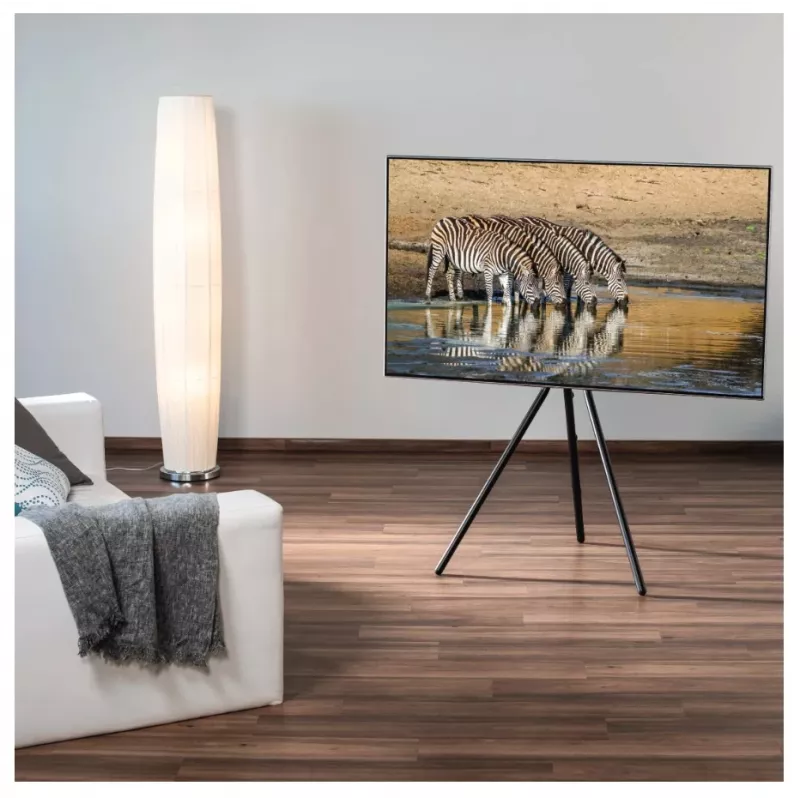 Hama 00220870 Staffelei-TV-Ständer, freistehend, höhenverstellbar, bis 75 Zoll (190,5 cm), VESA 600x400, bis 40 kg, Schwarz