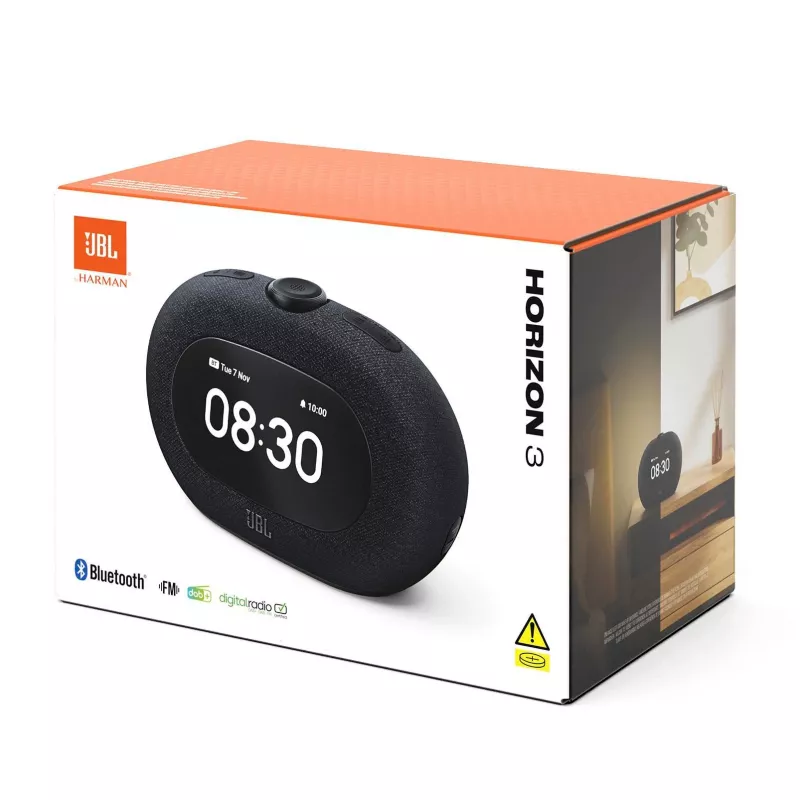 Uhrenradio JBL HORIZON 3 — DAB/DAB+/FM, 5W RMS, 65–20000 Hz, LCD-Display, Drehregler, schwarz