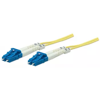 Intellinet Glasfaser-Patchkabel, OS2, LC/LC, 5 m, Gelb, Duplex, Singlemode, 9/125 µm, LSZH, Faser, lebenslange Garantie