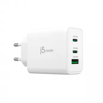 j5create JUP3365E-EN 65W GaN USB-C® 3-Port-Ladegerät, Innenbereich, AC, Weiß