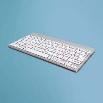 R-Go Tools Ergonomische Tastatur R-Go Compact Break, kompakte Tastatur mit Pausensoftware, AZERTY (FR), Bluetooth, weiß