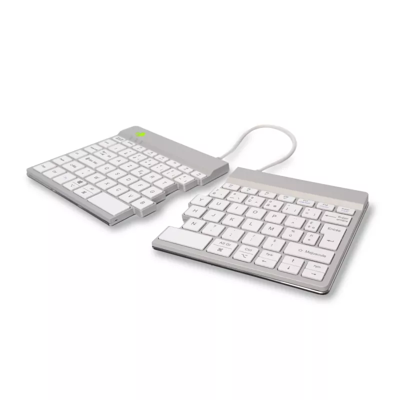 R-Go Tools Ergonomische Tastatur R-Go Split Break mit Pausensoftware, ergonomische geteilte Tastatur, AZERTY (FR), Bluetooth, weiß