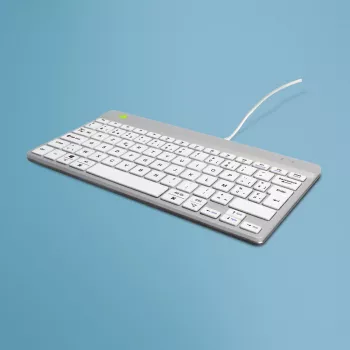 R-Go Tools Ergonomische Tastatur R-Go Compact Break, kompakte Tastatur mit Pausensoftware, AZERTY (BE), kabelgebunden, weiß